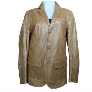 Genuine Tan Leather Jacket Buttery Soft Leather Blazer Size Small